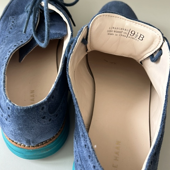Cole Haan Lunargrand Loafers Blue Suede and Teal 9.5B - Picture 7 of 7